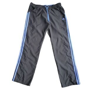 Adidas Track Pants Ankle Zip Black Blue 3 Stripe Athletic Training Size M
 D605